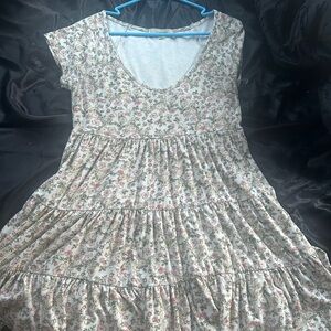 Floral Tiered Scoop-Neck - Pink & Green Floral dress